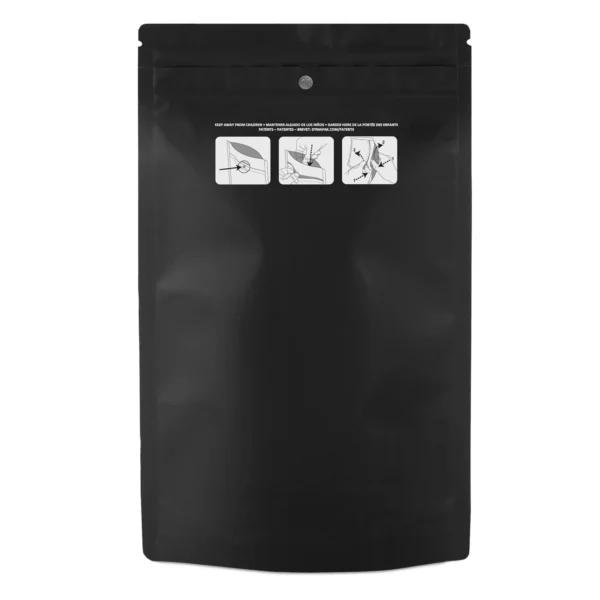 BLACK | 14g Mylar Bags | Resealable Child Resistant Half Ounce Barrier Bag Packaging 14 Gram - Image 2