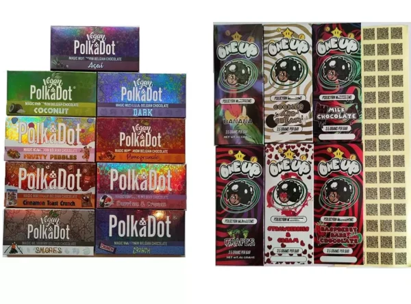 Custom-Printed-Polkadot Chocolate Packaging Cookies & Cream